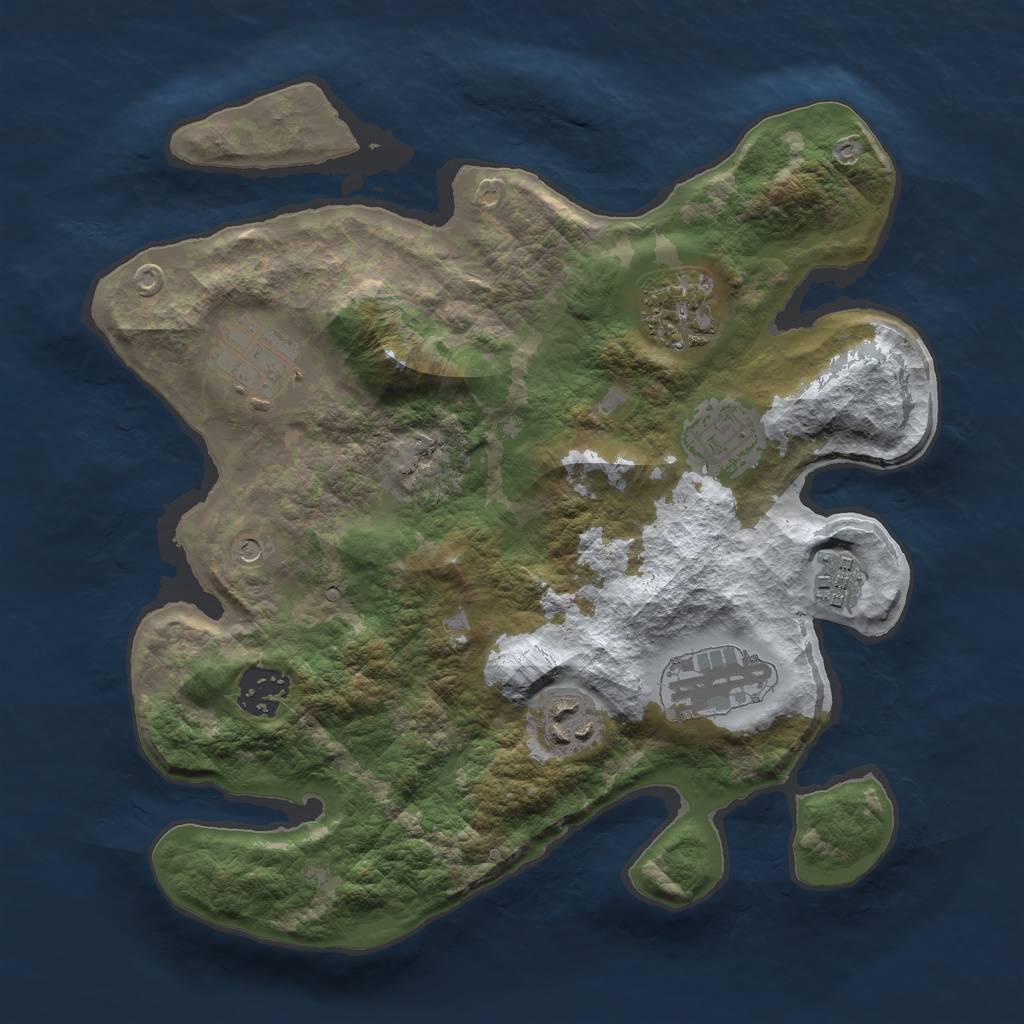 Rust Map: Barren, Size: 3000, Seed: 538828, 10 Monuments