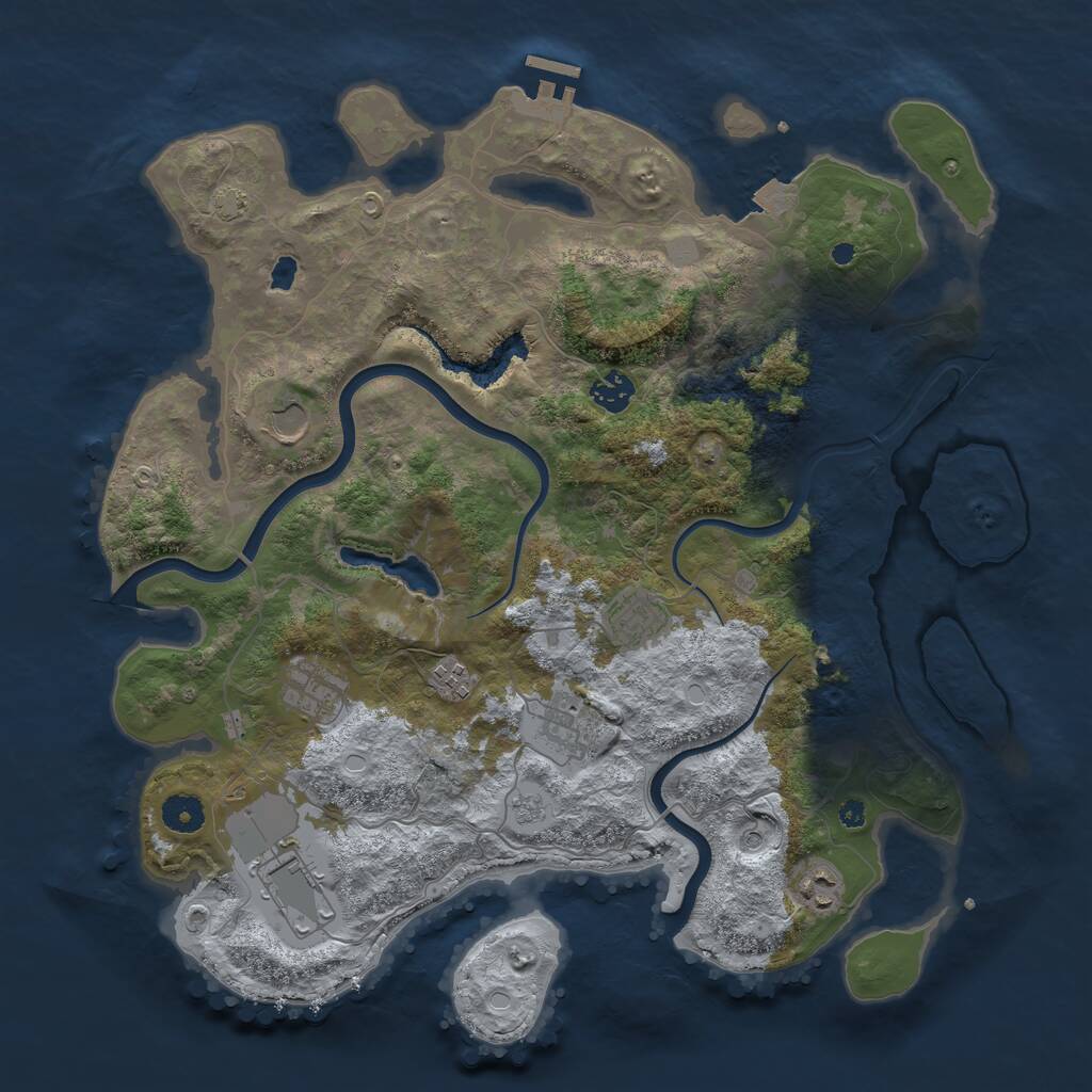 Rust Map: Procedural Map, Size: 4000, Seed: 763935, 13 Monuments