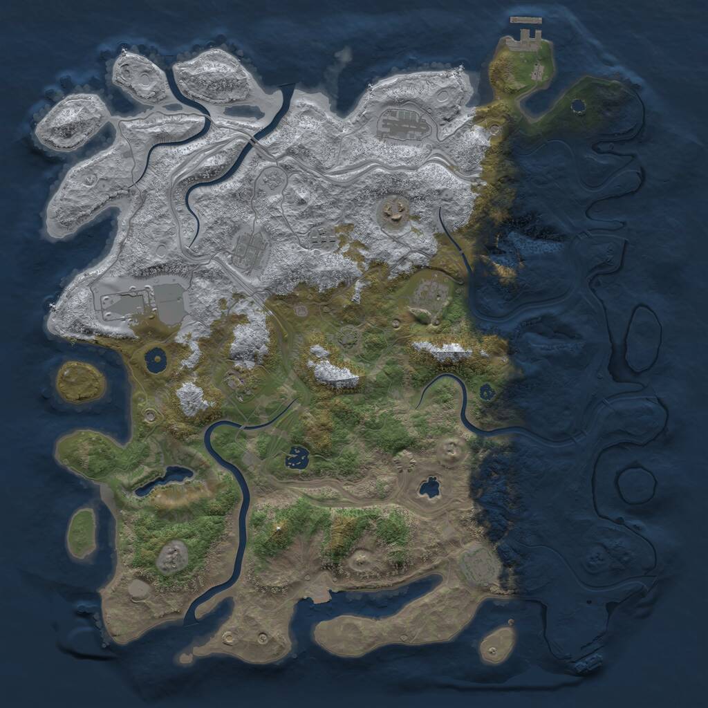 Rust Map: Procedural Map, Size: 4500, Seed: 2042010534, 15 Monuments