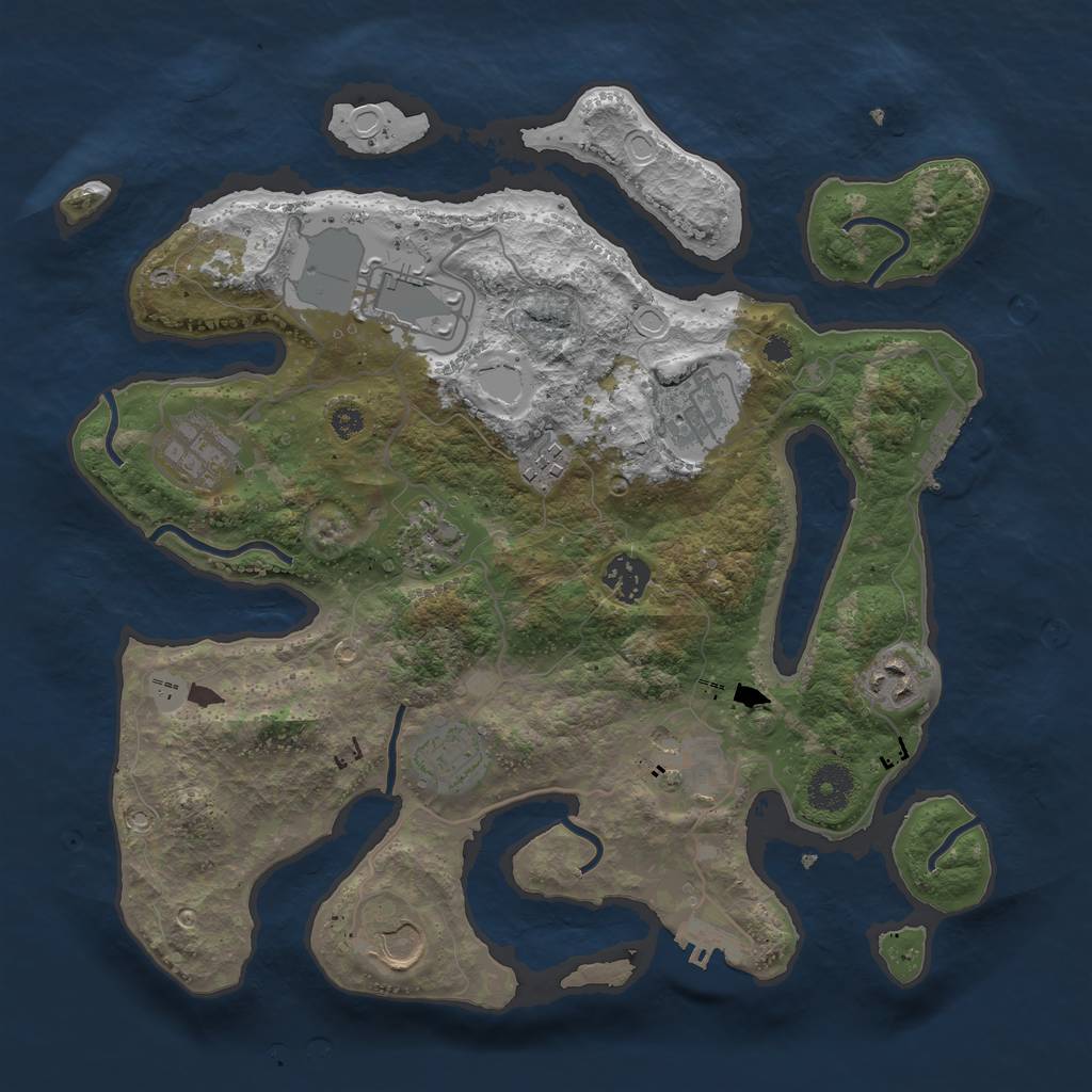 Rust Map: Procedural Map, Size: 3500, Seed: 4646464, 17 Monuments