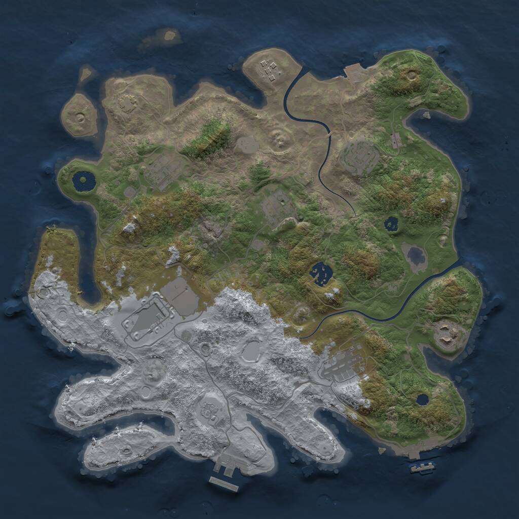 Rust Map: Procedural Map, Size: 3500, Seed: 7521, 13 Monuments