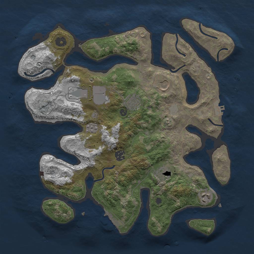 Rust Map: Procedural Map, Size: 3550, Seed: 185402, 15 Monuments