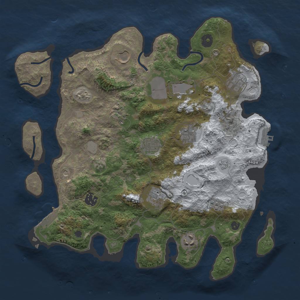 Rust Map: Procedural Map, Size: 3550, Seed: 425099, 19 Monuments