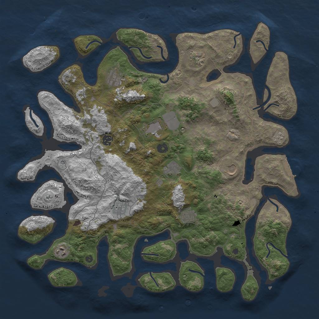 Rust Map: Procedural Map, Size: 4500, Seed: 836429099, 17 Monuments