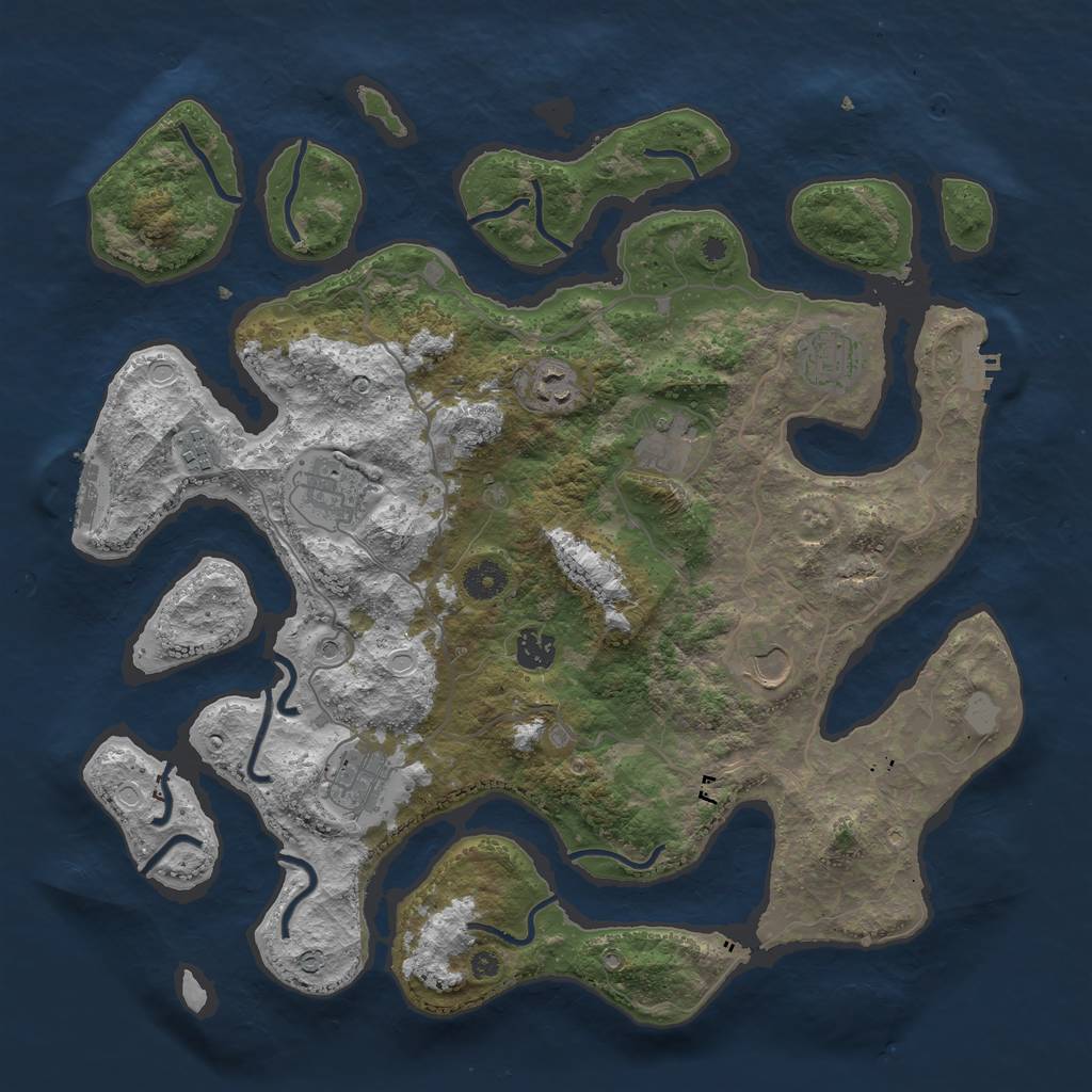 Rust Map: Procedural Map, Size: 4000, Seed: 49854952, 16 Monuments