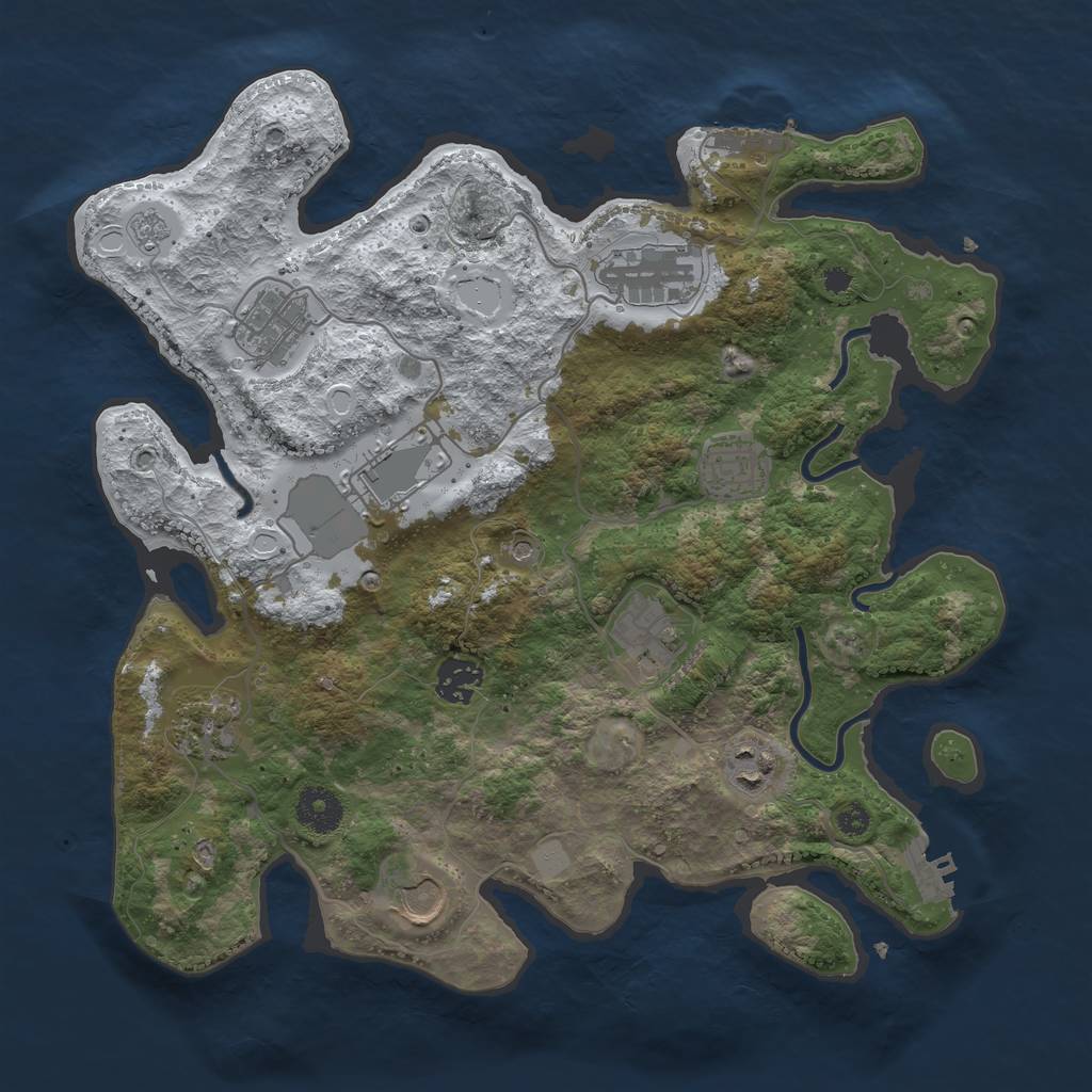 Rust Map: Procedural Map, Size: 3500, Seed: 64986, 18 Monuments