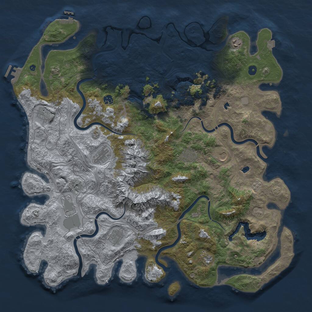 Rust Map: Procedural Map, Size: 5000, Seed: 123944, 16 Monuments