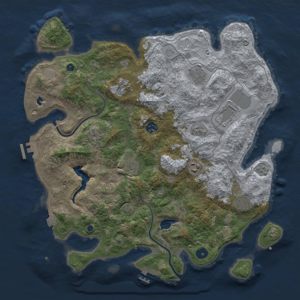 Rust Map: Procedural Map, Size: 4000, Seed: 9123856, 14 Monuments