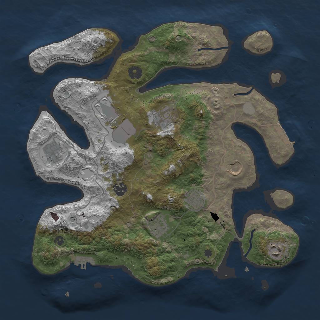 Rust Map: Procedural Map, Size: 3500, Seed: 106, 16 Monuments