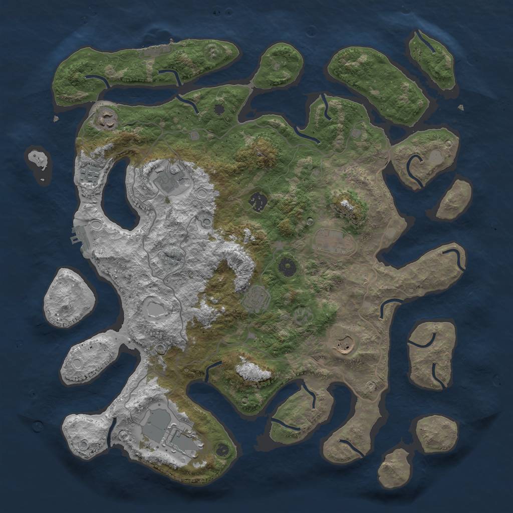 Rust Map: Procedural Map, Size: 4250, Seed: 988368991, 16 Monuments