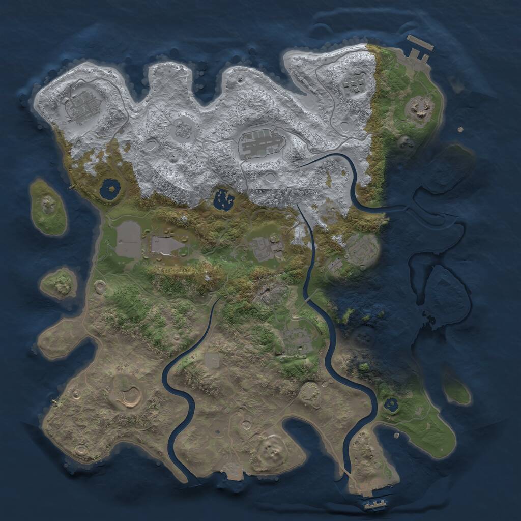 Rust Map: Procedural Map, Size: 3750, Seed: 41, 16 Monuments