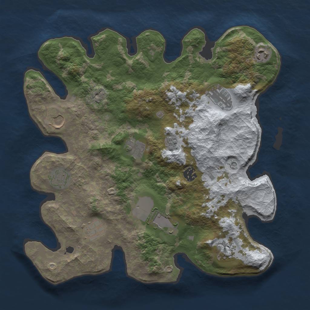 Rust Map: Barren, Size: 3500, Seed: 815509195, 13 Monuments