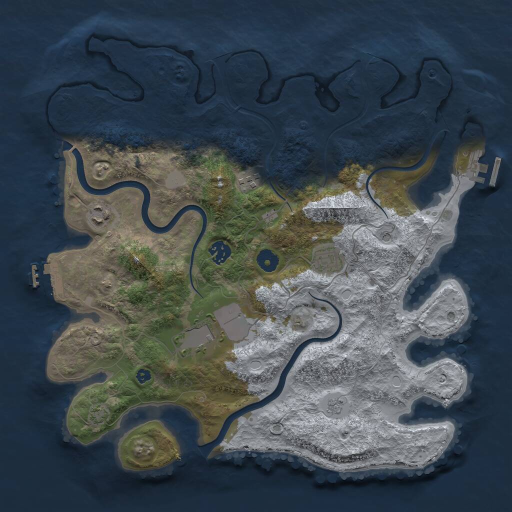 Rust Map: Procedural Map, Size: 3550, Seed: 525570, 11 Monuments