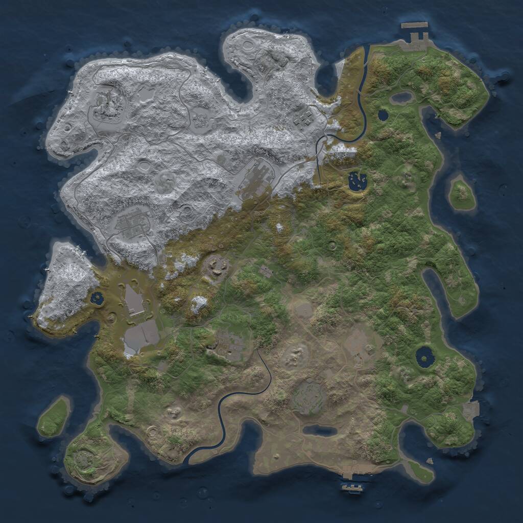 Rust Map: Procedural Map, Size: 3950, Seed: 874672125, 15 Monuments