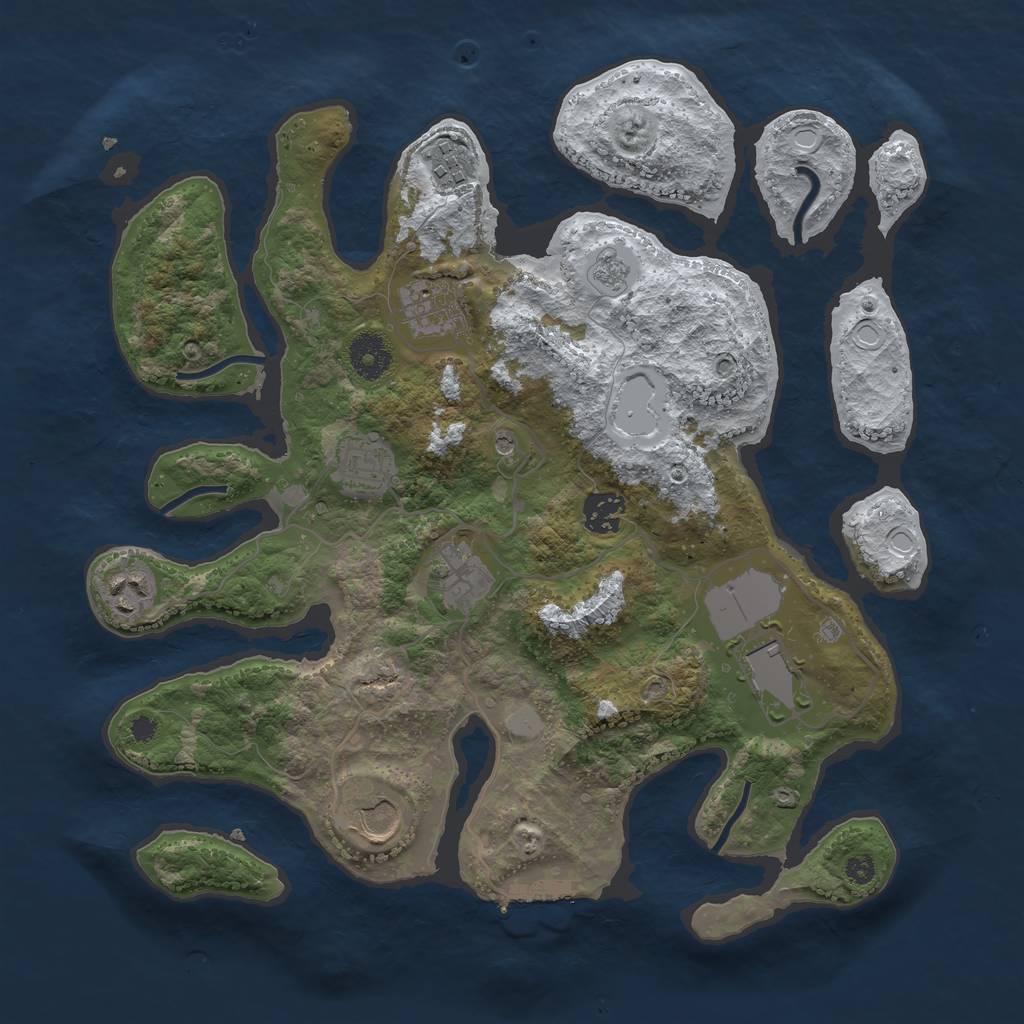 Rust Map: Procedural Map, Size: 3550, Seed: 514894, 16 Monuments