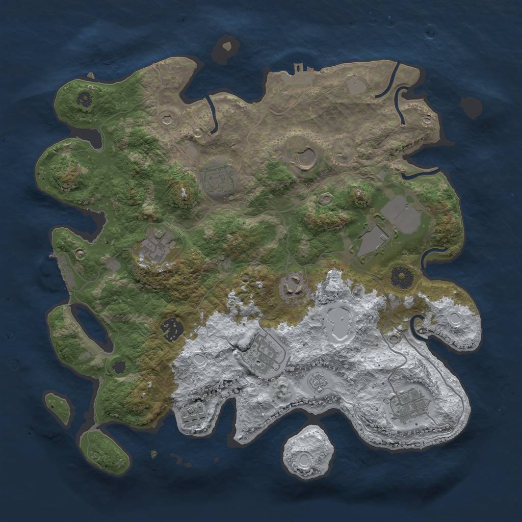 Rust Map: Procedural Map, Size: 3500, Seed: 6454, 18 Monuments