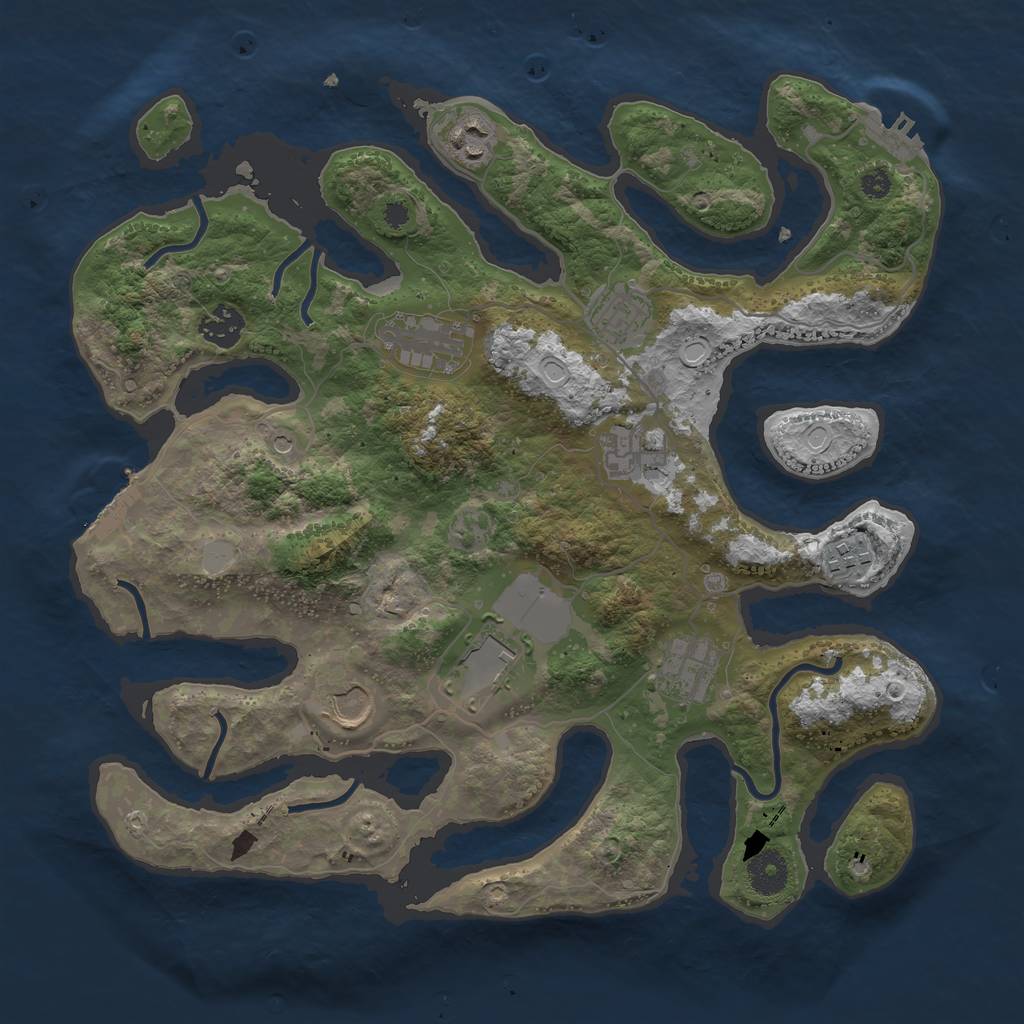 Rust Map: Procedural Map, Size: 3600, Seed: 7635, 17 Monuments