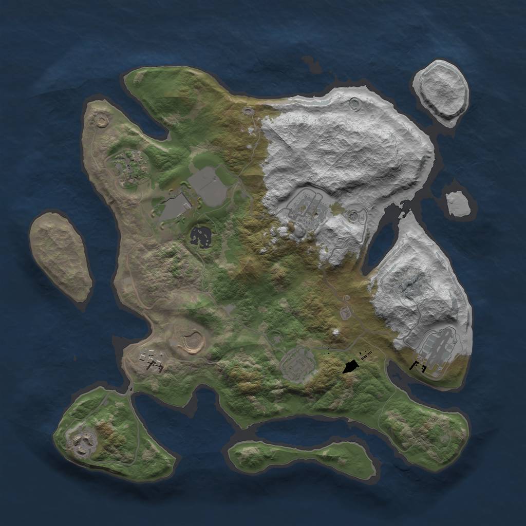 Rust Map: Barren, Size: 3500, Seed: 195919460, 12 Monuments