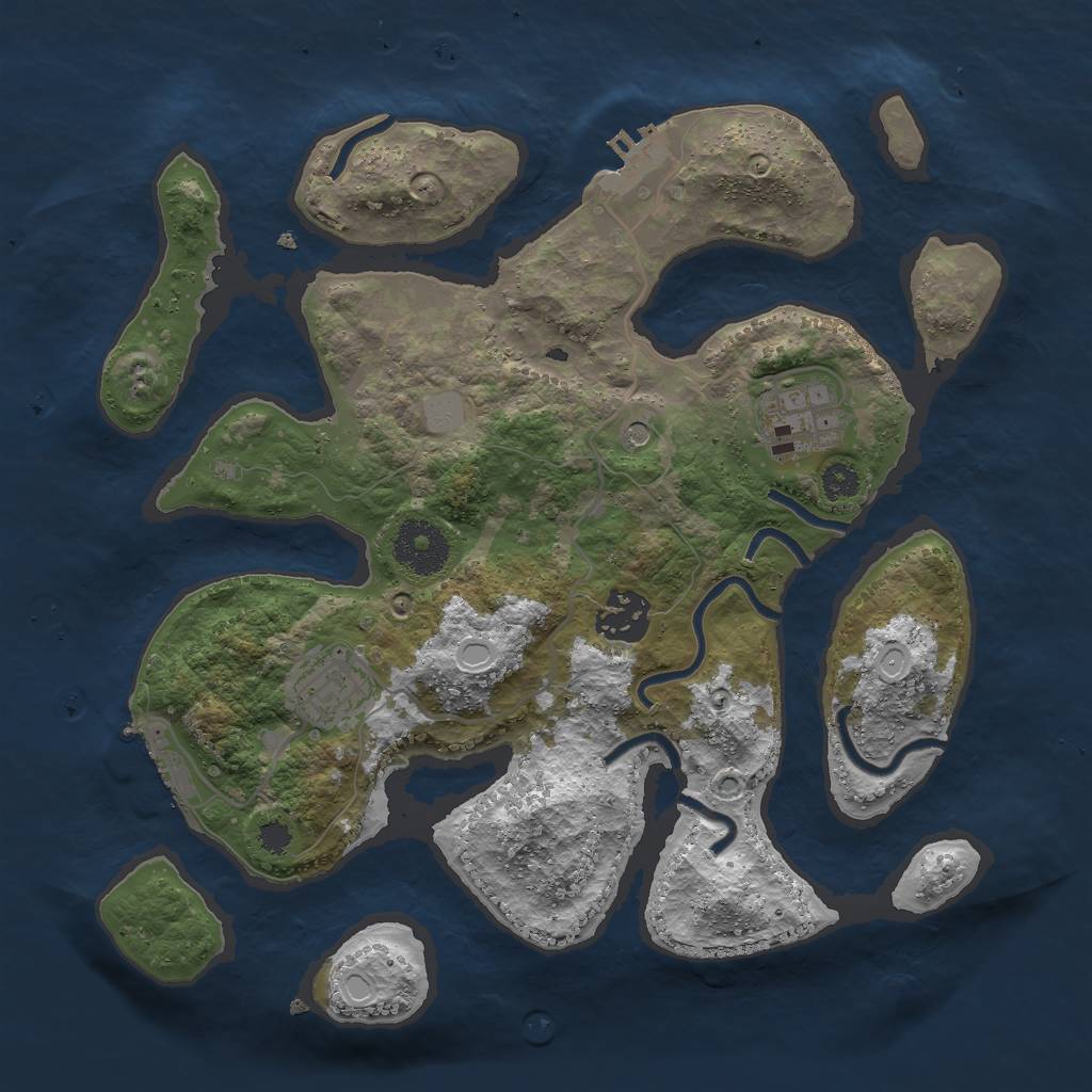 Rust Map: Procedural Map, Size: 3000, Seed: 937478, 11 Monuments