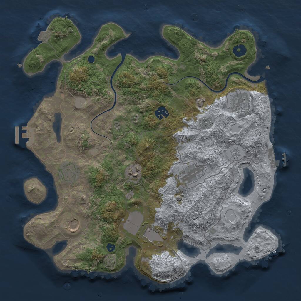 Rust Map: Procedural Map, Size: 3500, Seed: 2790896, 14 Monuments