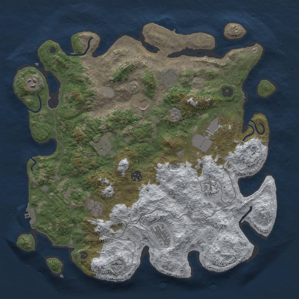 Rust Map: Procedural Map, Size: 4000, Seed: 584205, 19 Monuments