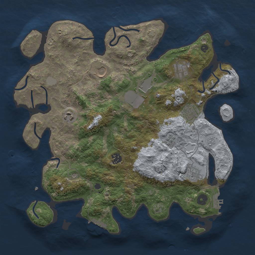 Rust Map: Procedural Map, Size: 3550, Seed: 192461, 16 Monuments