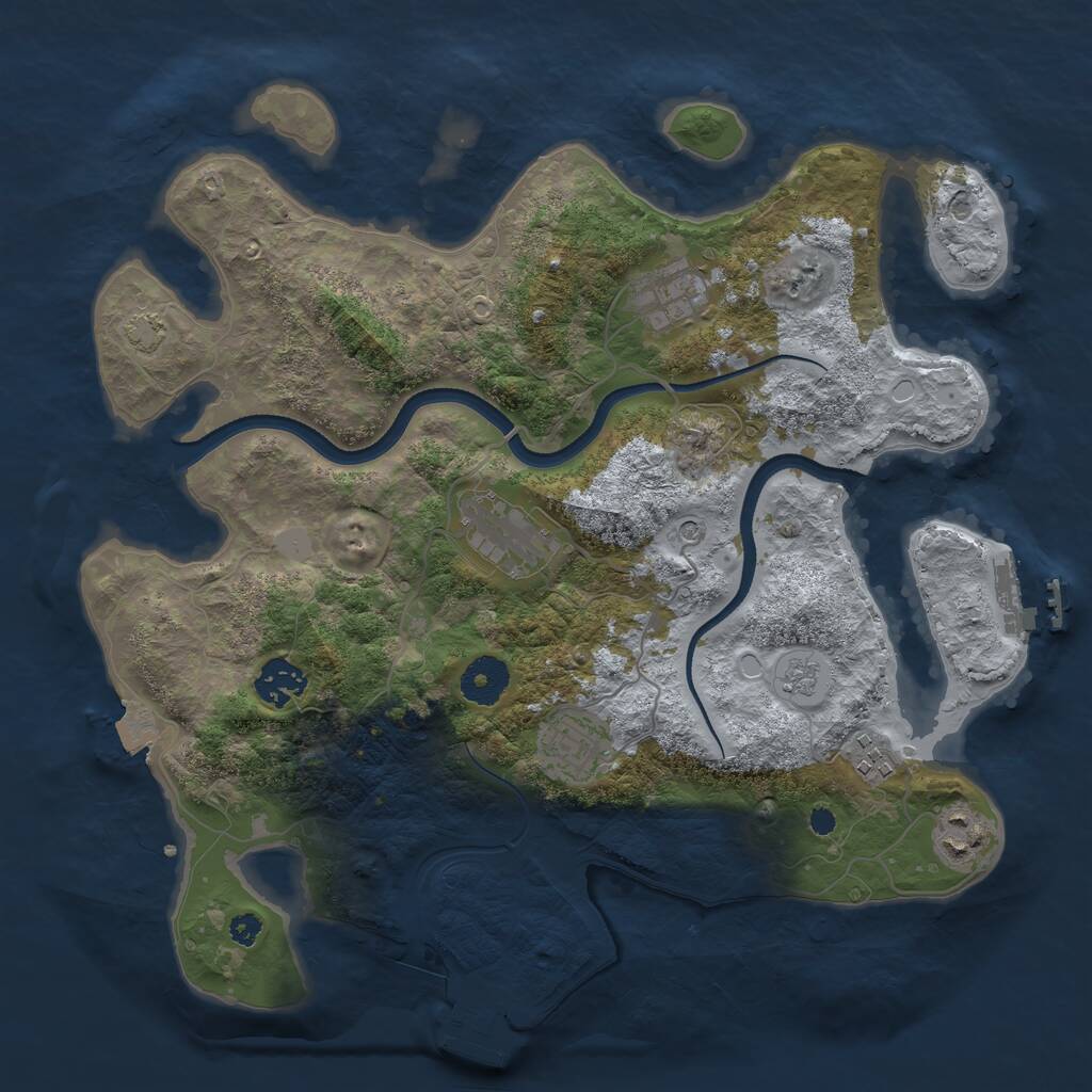 Rust Map: Procedural Map, Size: 3434, Seed: 42069789, 12 Monuments