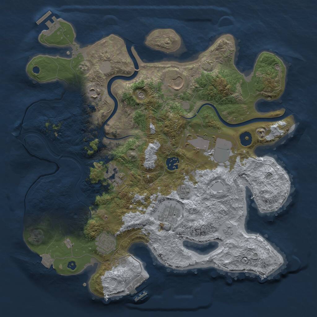 Rust Map: Procedural Map, Size: 3550, Seed: 341319, 14 Monuments