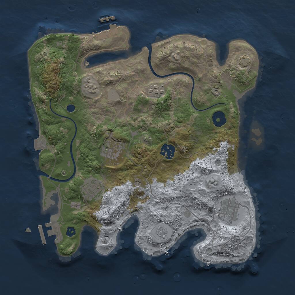 Rust Map: Procedural Map, Size: 3000, Seed: 573837, 11 Monuments