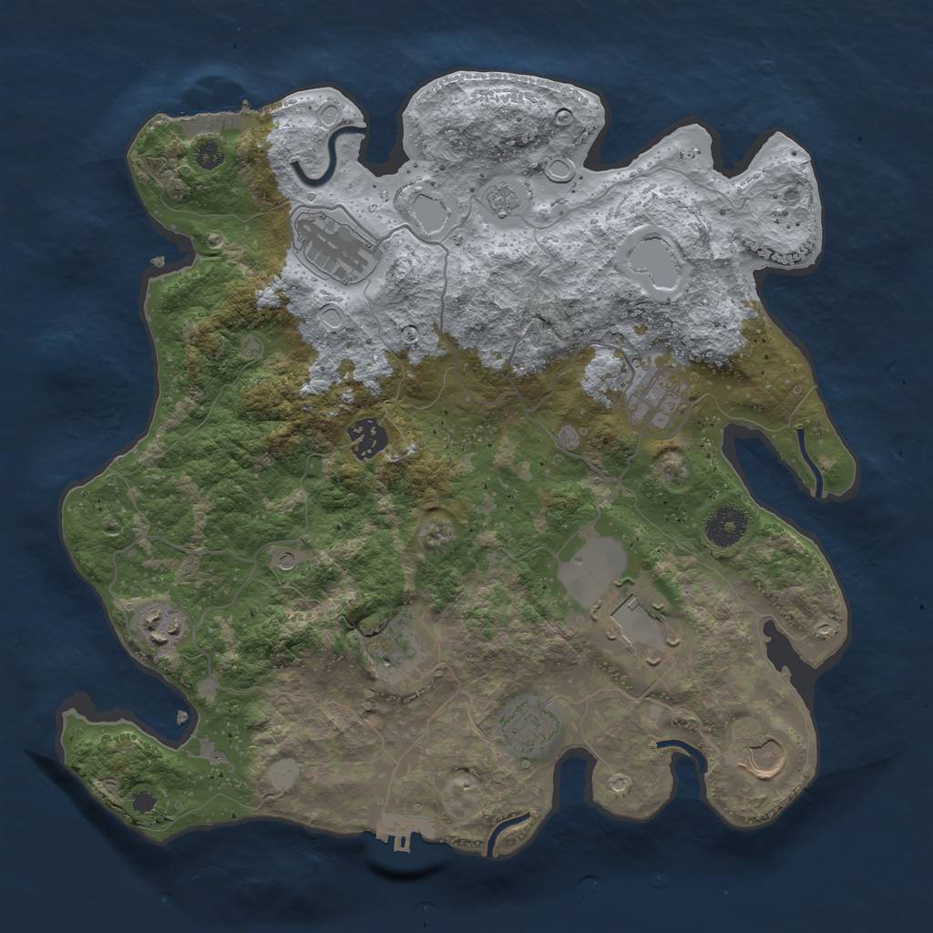 Rust Map: Procedural Map, Size: 3500, Seed: 761897432, 17 Monuments