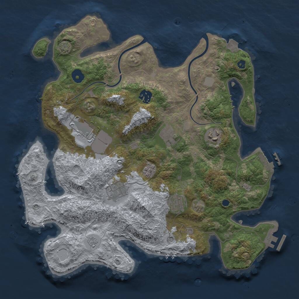 Rust Map: Procedural Map, Size: 3500, Seed: 3580, 13 Monuments