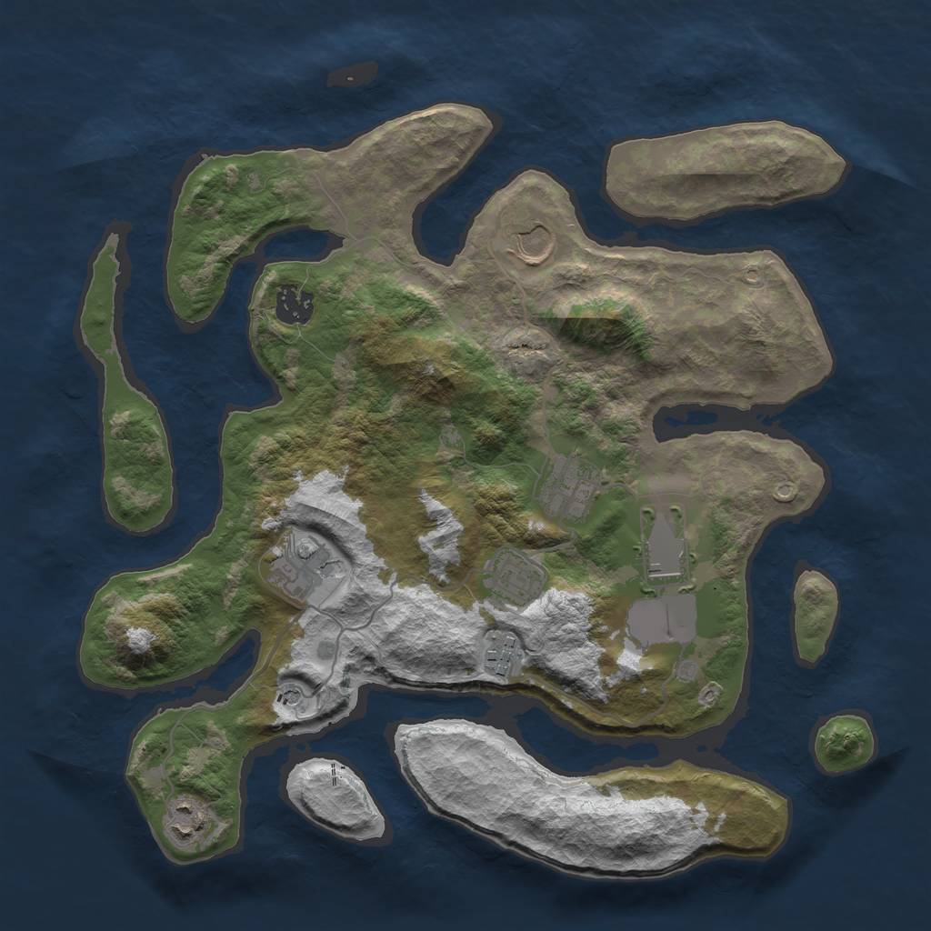 Rust Map: Barren, Size: 3500, Seed: 56848, 11 Monuments