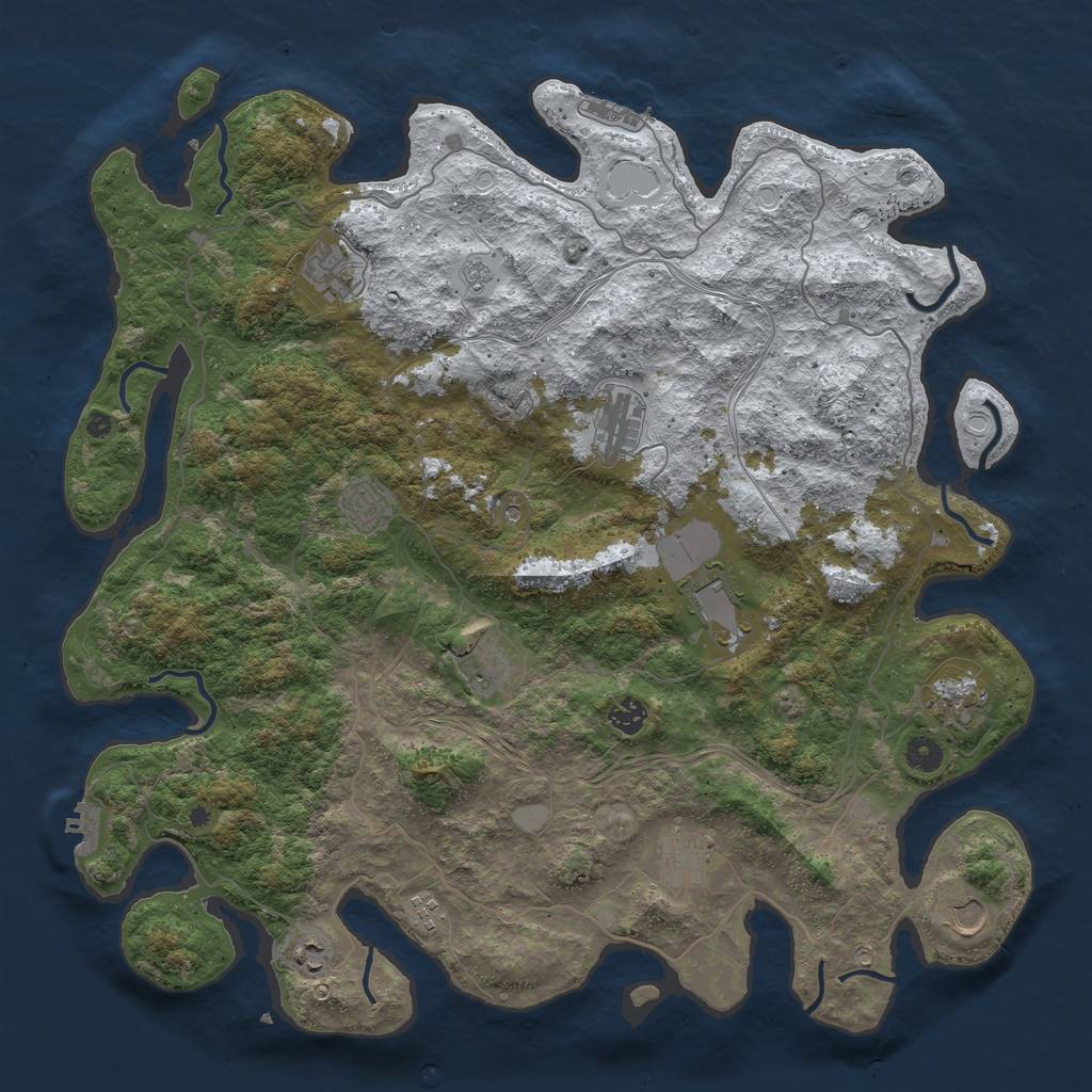 Rust Map: Procedural Map, Size: 4500, Seed: 163, 20 Monuments