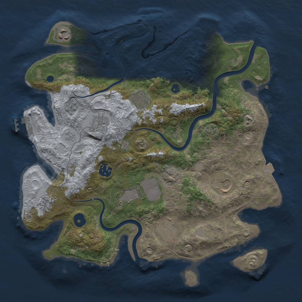 Rust Map: Procedural Map, Size: 3550, Seed: 865143, 15 Monuments