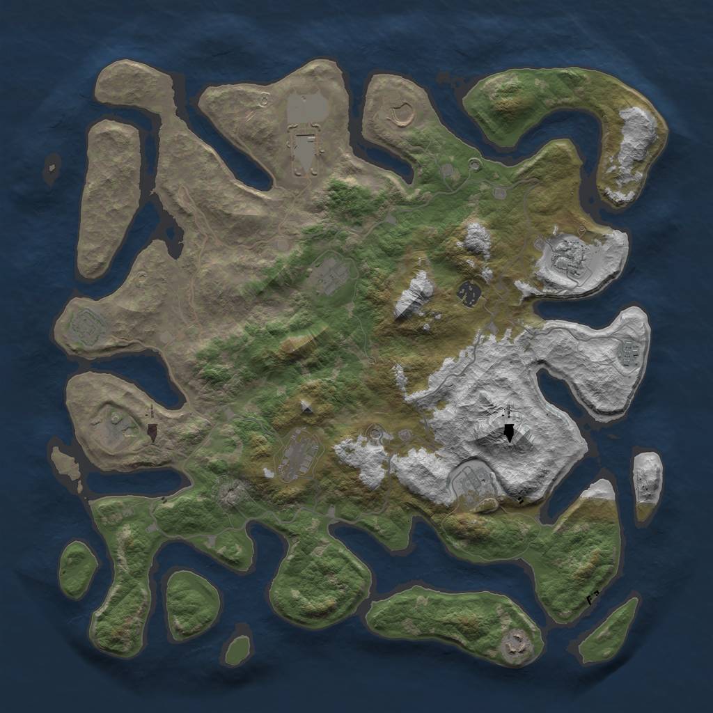 Rust Map: Barren, Size: 4500, Seed: 63112, 14 Monuments