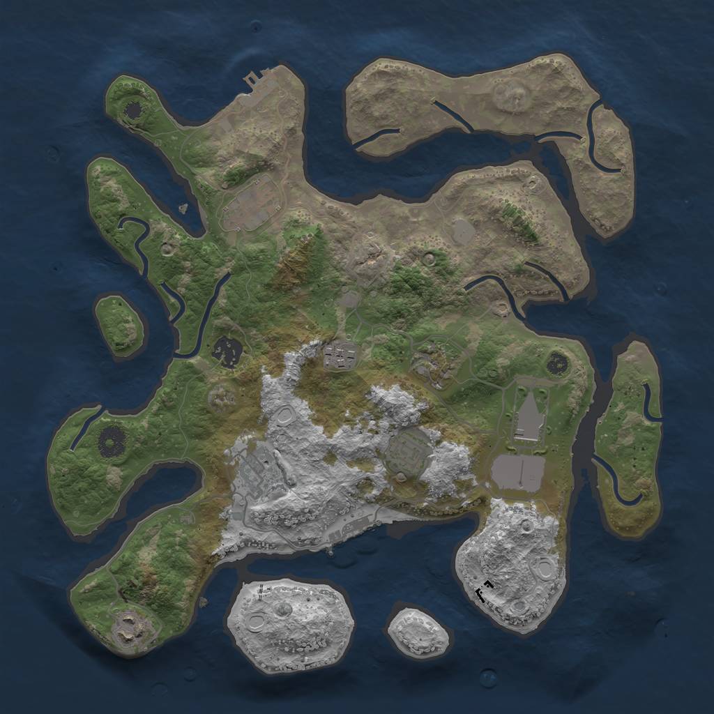 Rust Map: Procedural Map, Size: 3550, Seed: 825867, 15 Monuments