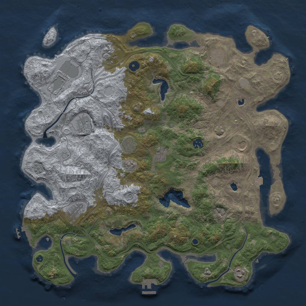 Rust Map: Procedural Map, Size: 4500, Seed: 58913180, 17 Monuments