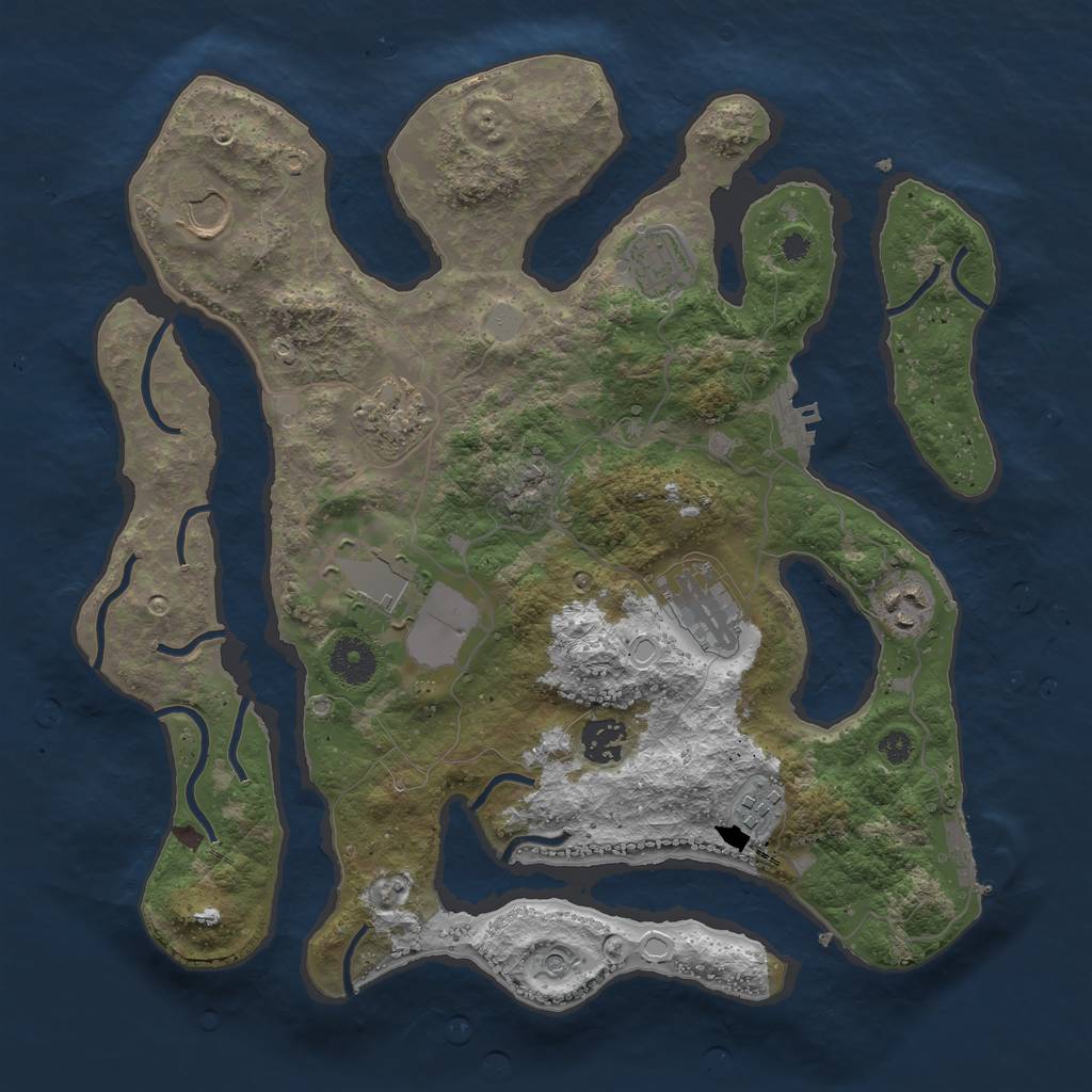Rust Map: Procedural Map, Size: 3550, Seed: 864344, 16 Monuments