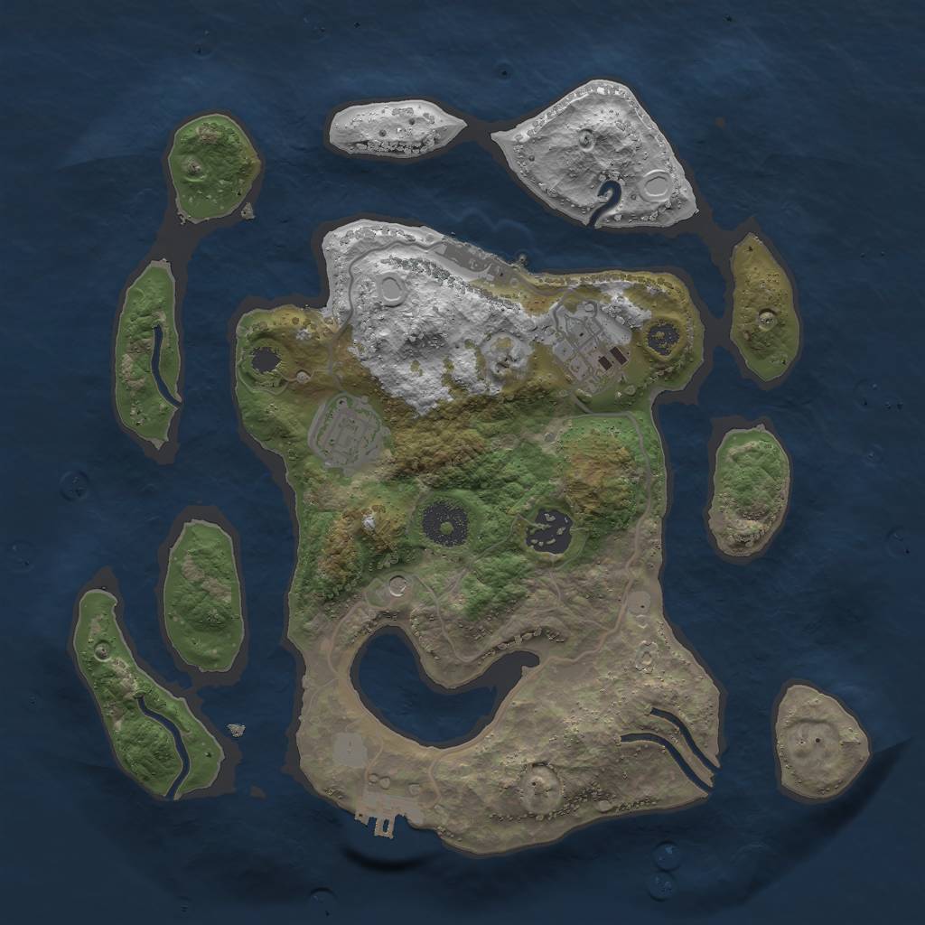 Rust Map: Procedural Map, Size: 3000, Seed: 123265, 11 Monuments