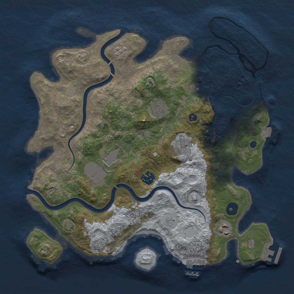 Rust Map: Procedural Map, Size: 3500, Seed: 80500, 13 Monuments
