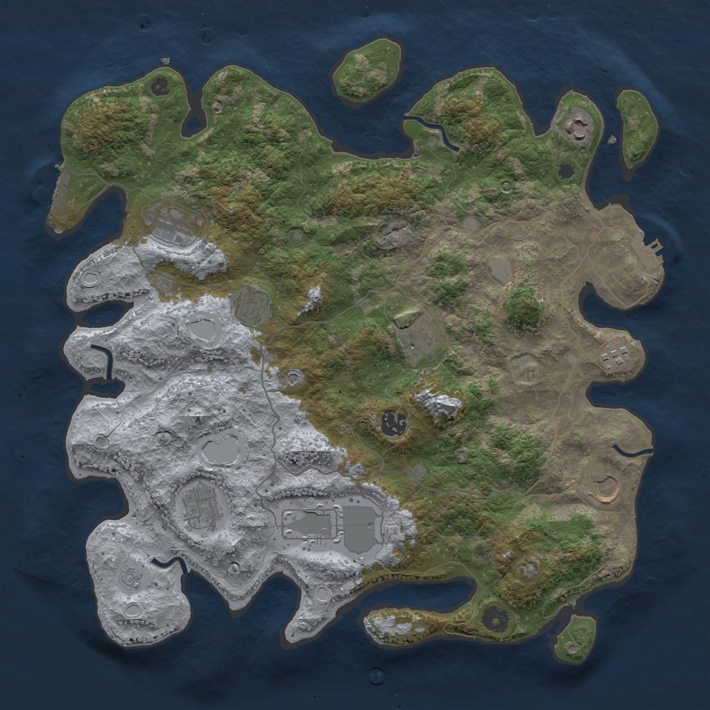 Rust Map: Procedural Map, Size: 4000, Seed: 64344422, 18 Monuments