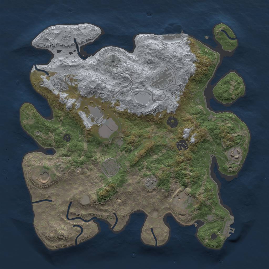 Rust Map: Procedural Map, Size: 3550, Seed: 867604, 18 Monuments