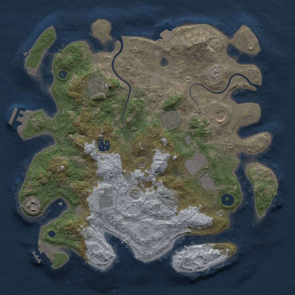 Rust Map: Procedural Map, Size: 3550, Seed: 914352, 13 Monuments