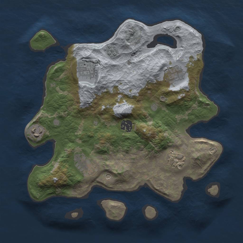 Rust Map: Barren, Size: 3000, Seed: 874537, 10 Monuments