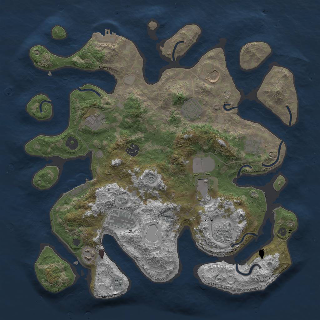 Rust Map: Procedural Map, Size: 3800, Seed: 1794981063, 18 Monuments