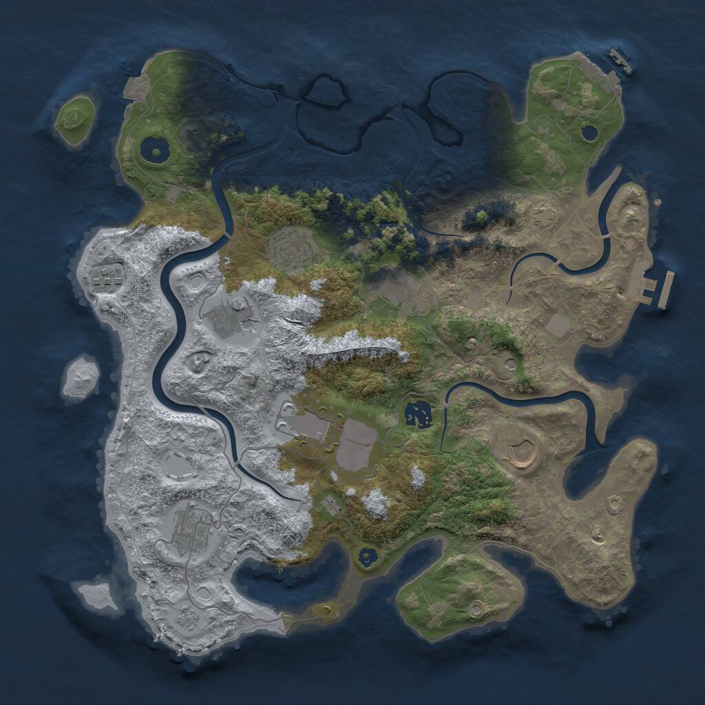 Rust Map: Procedural Map, Size: 3700, Seed: 1085904177, 14 Monuments