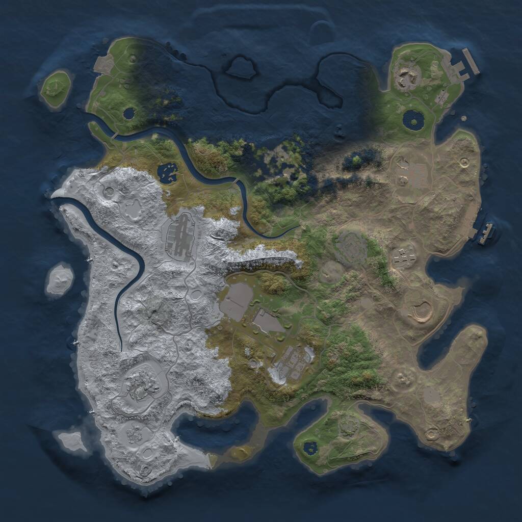 Rust Map: Procedural Map, Size: 3700, Seed: 1085904177, 17 Monuments