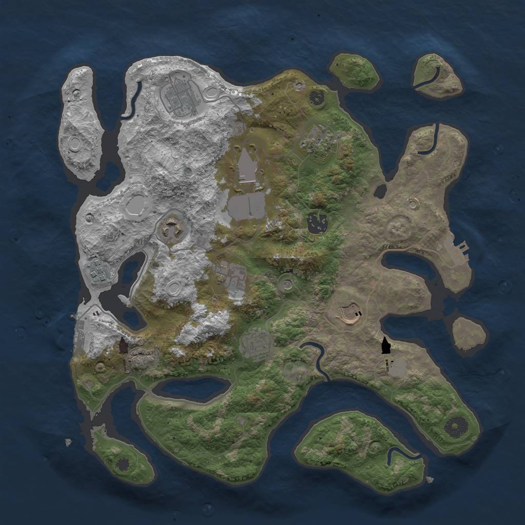 Rust Map: Procedural Map, Size: 3600, Seed: 68945, 17 Monuments