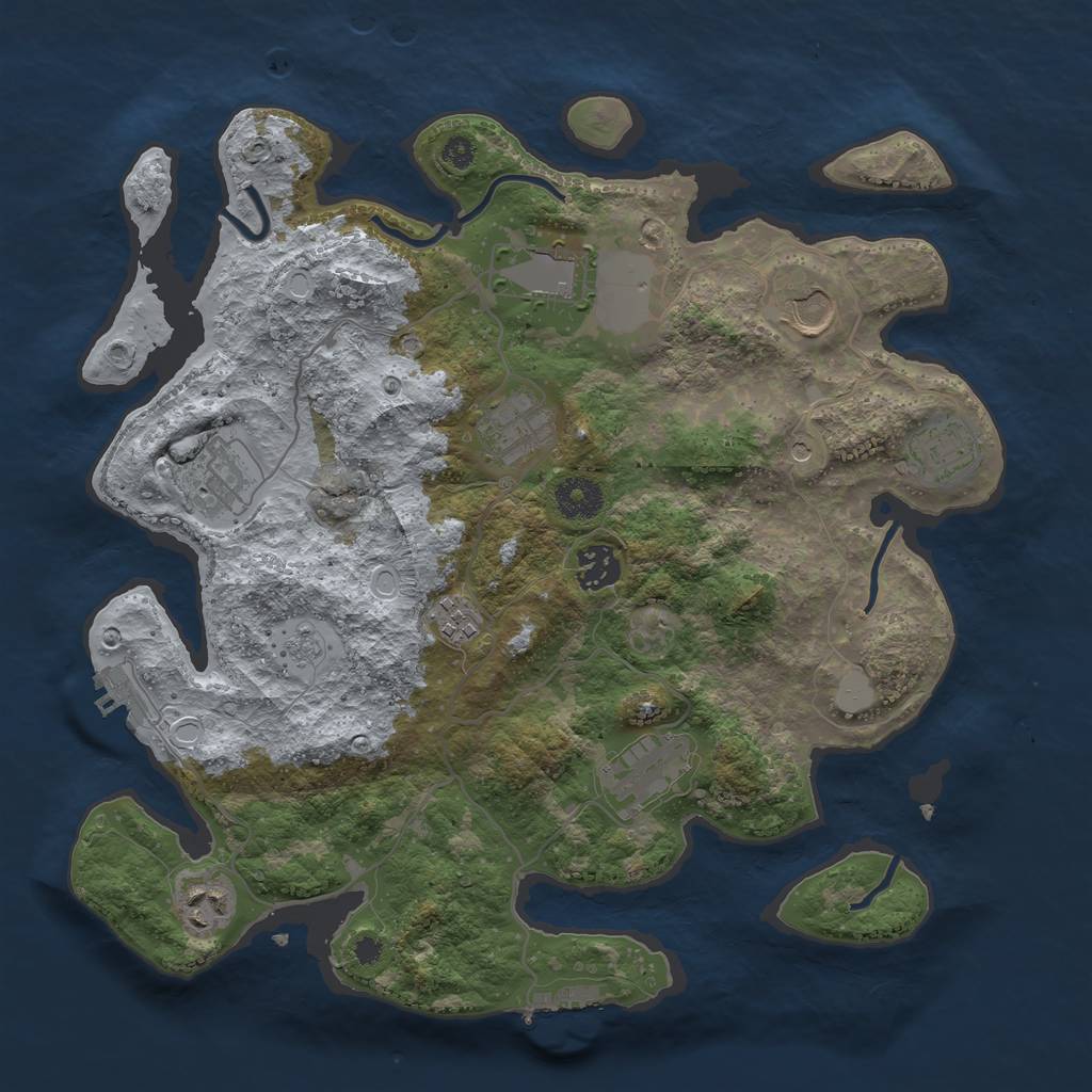 Rust Map: Procedural Map, Size: 3550, Seed: 670985, 16 Monuments