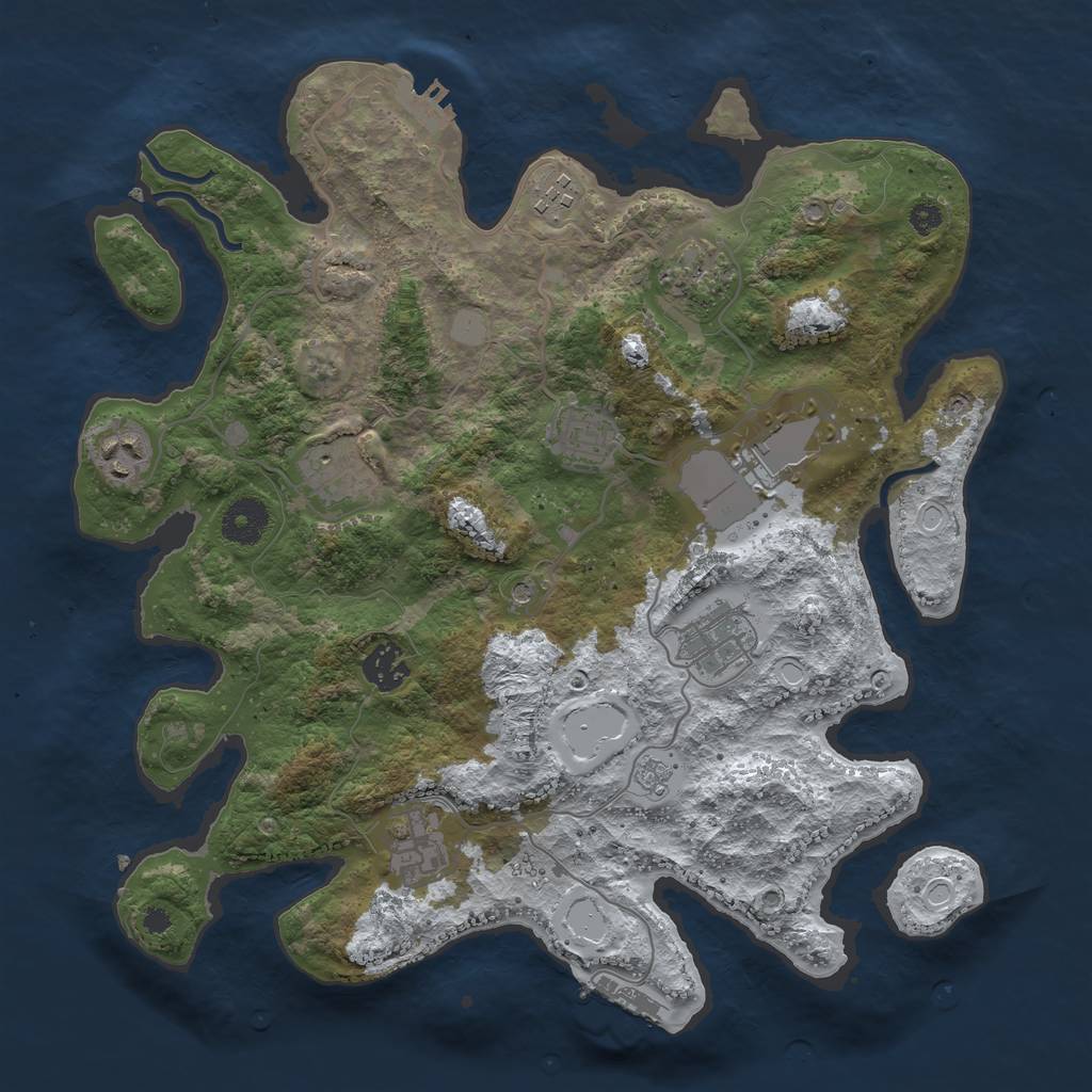 Rust Map: Procedural Map, Size: 3550, Seed: 39934, 18 Monuments